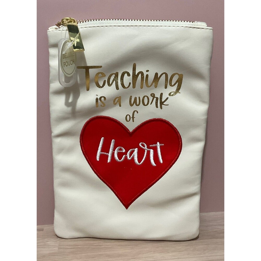 Teaching Is A Work Of Heart Cosmetic Makeup Bag Travel Case Pencil Pouch